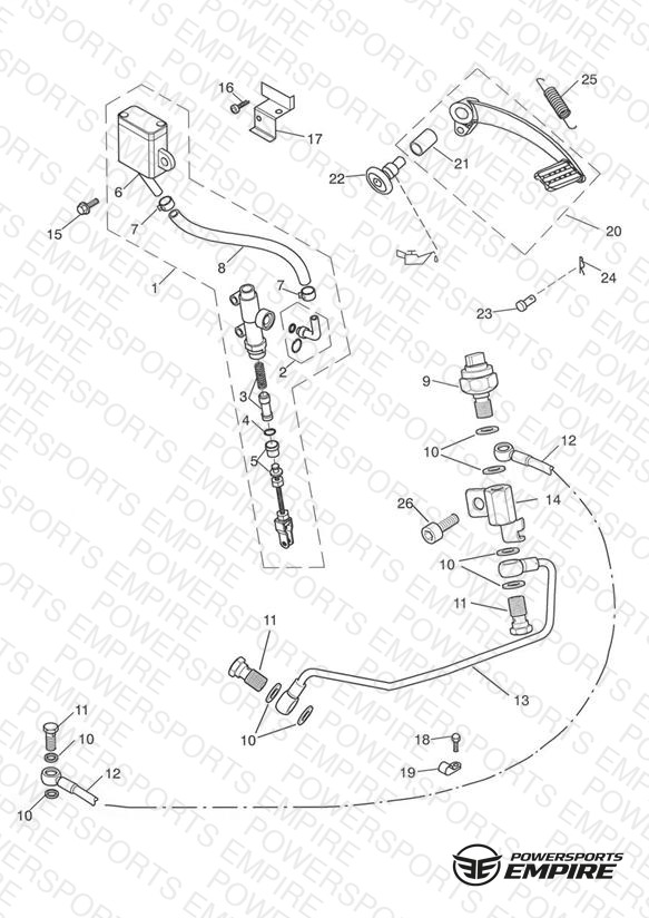 Rear Brake Master Cylinder, Reservoir & Pedal