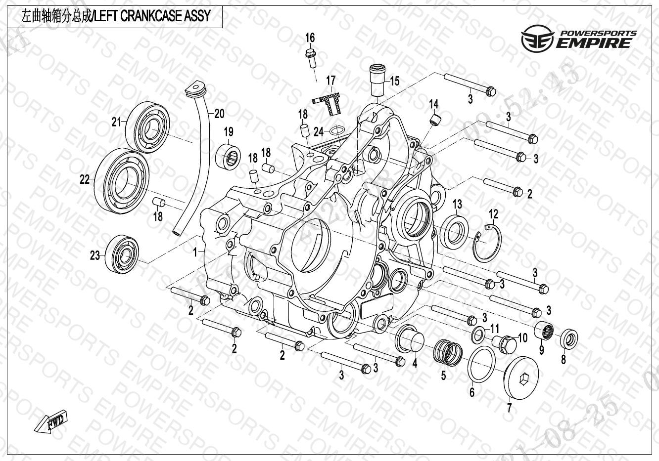 E01-2 — LEFT CRANKCASE