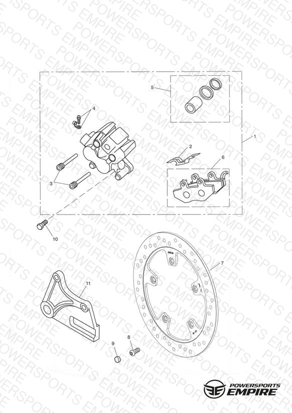 Rear Brake Caliper, Carrier & Disc