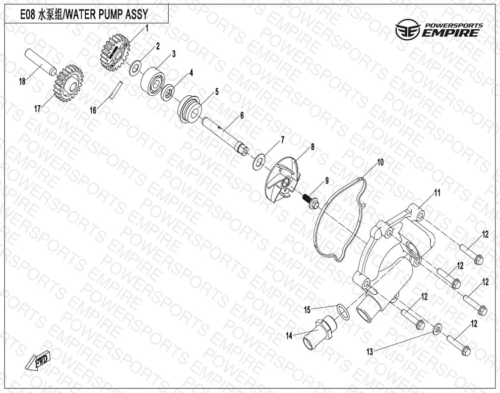 E08 — WATER PUMP ASSY.