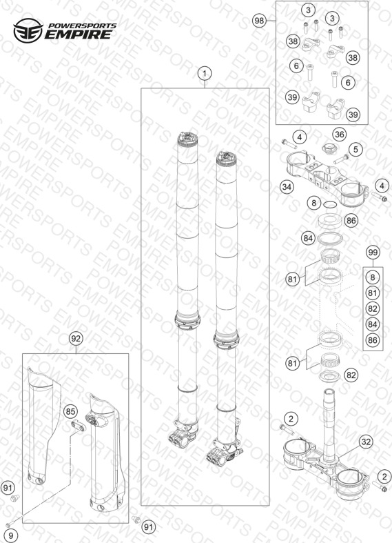 FRONT FORK, TRIPLE CLAMP