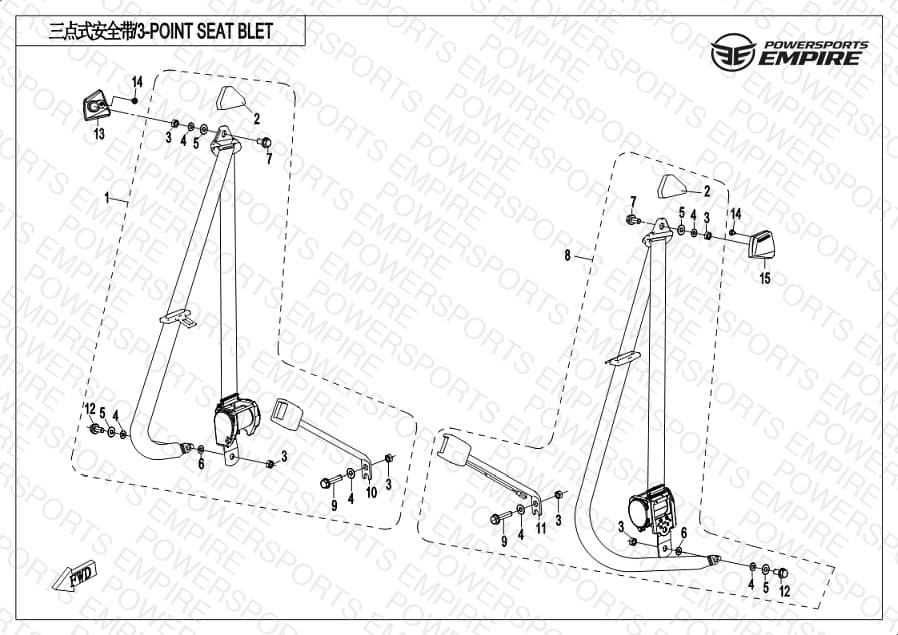 F34-A — THREE POINT SEAT BELT