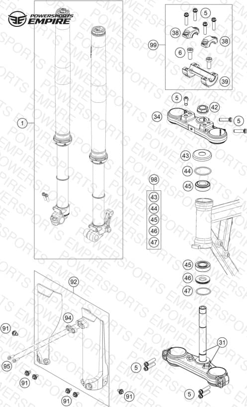 FRONT FORK, TRIPLE CLAMP