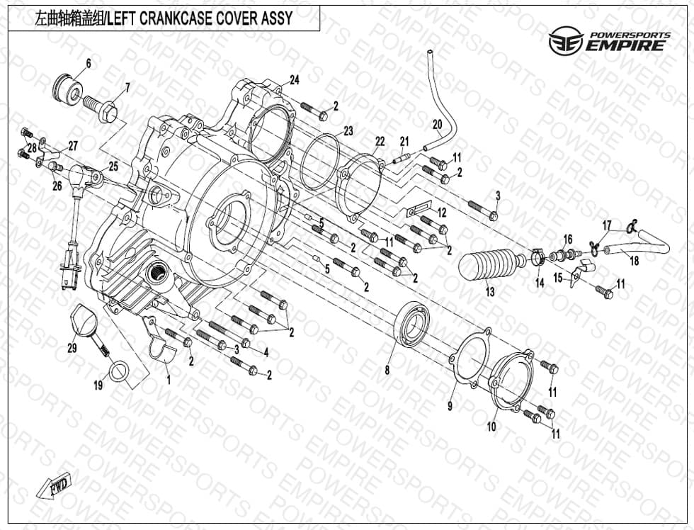 E01-4-V1 — LEFT CRANKCASE COVER ASSY