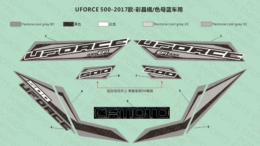 F19-O — 2017 MODELS USA CRYSTAL ORANGE/INJECTED BLUE DECALS