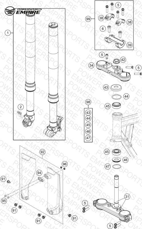 FRONT FORK, TRIPLE CLAMP