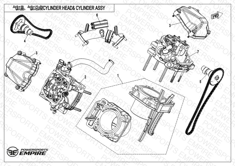 E02-V2 — CYLINDER HEAD AND CYLINDER ASSY.