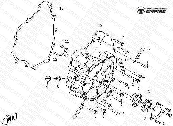 E05 — CRANKCASE COVER (LEFT)