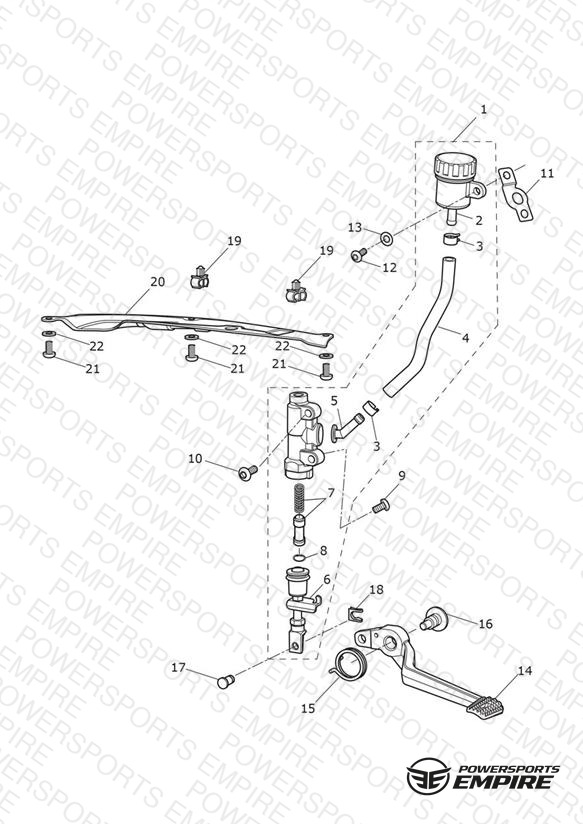 Rear Brake Master Cylinder, Reservoir & Pedal