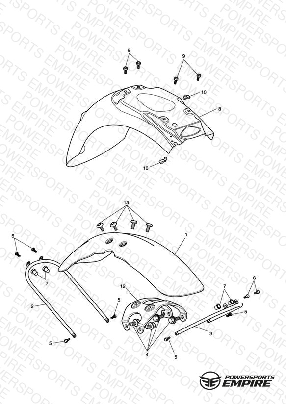 Mudguards- 284635-F2 > Black; 284691-F2 > Silver; 284984-F2 > All Other Col. & 279279-F4 > All Col.
