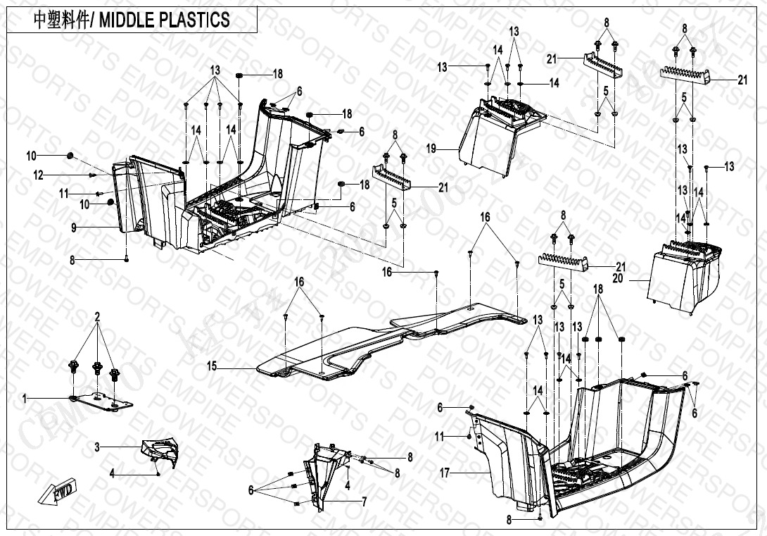F04-3-B — MIDDLE PLASTICS(WITHOUT GEARSHIFT LOCK)