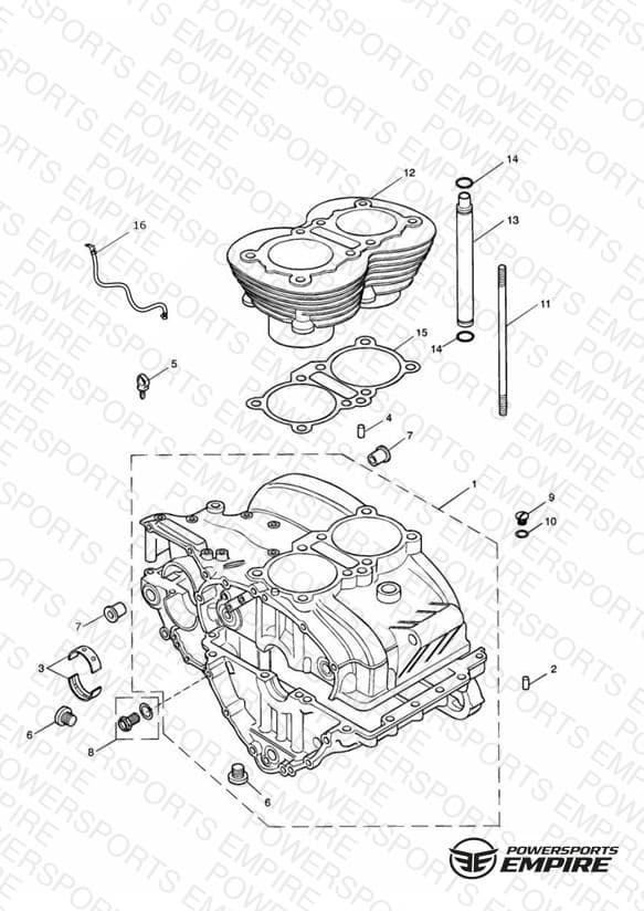 Crankcase & Fittings up to Eng No 221608 (Plus ENG No's 229407 to 230164)