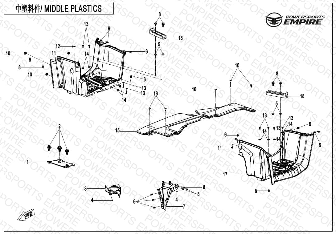 F04-3-B — MIDDLE PLASTICS(WITHOUT GEARSHIFT LOCK)