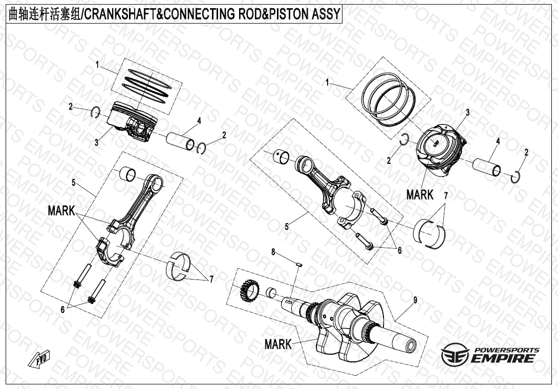E04 — CRANKSHAFT, CONNECTING RODS, PISTON ASSY.