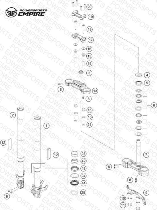 FRONT FORK, TRIPLE CLAMP