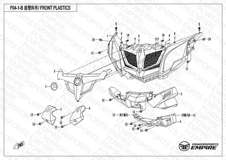 F04-1-B — FRONT PLASTICS(WITHOUT WINCH COVER)