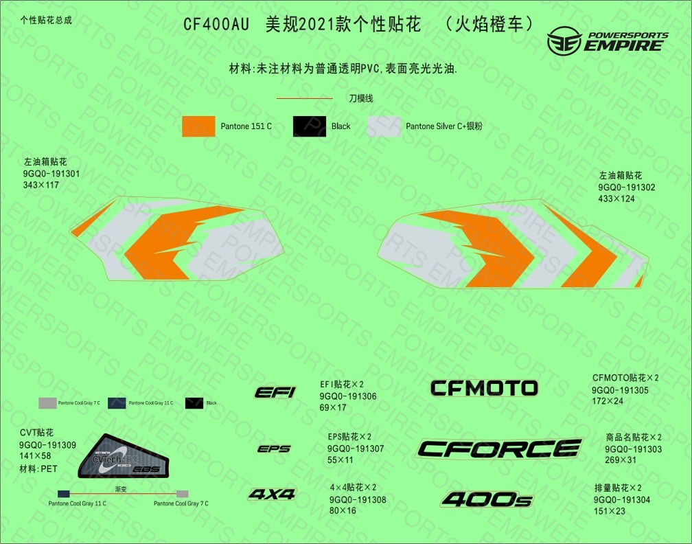 F19-1-A — DECAL KITS(LAVA ORANGE)