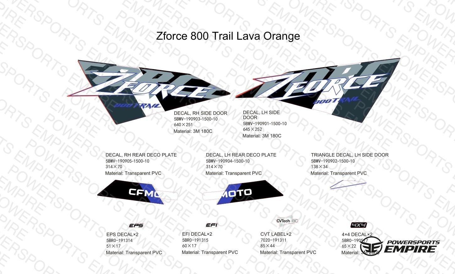 F19-1-B — DECAL KIT (LAVA ORANGE)