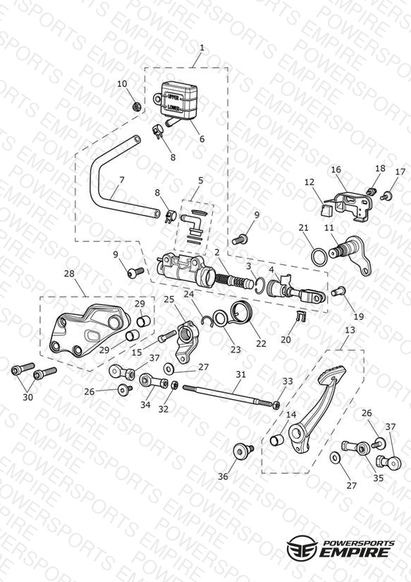 Rear Brake Master Cylinder, Reservoir & Pedal