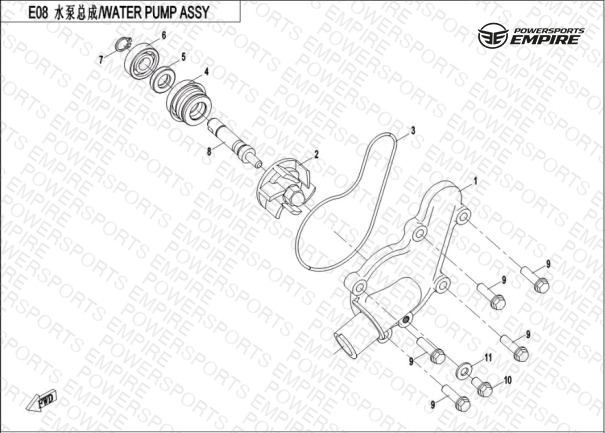 E08 — WATER PUMP ASSY
