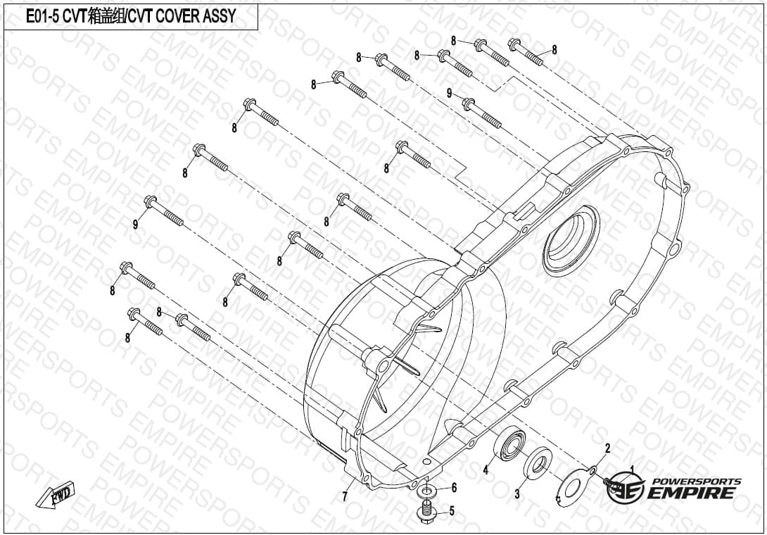 E01-5 — CVT COVER ASSY. (WET CLUTCH)