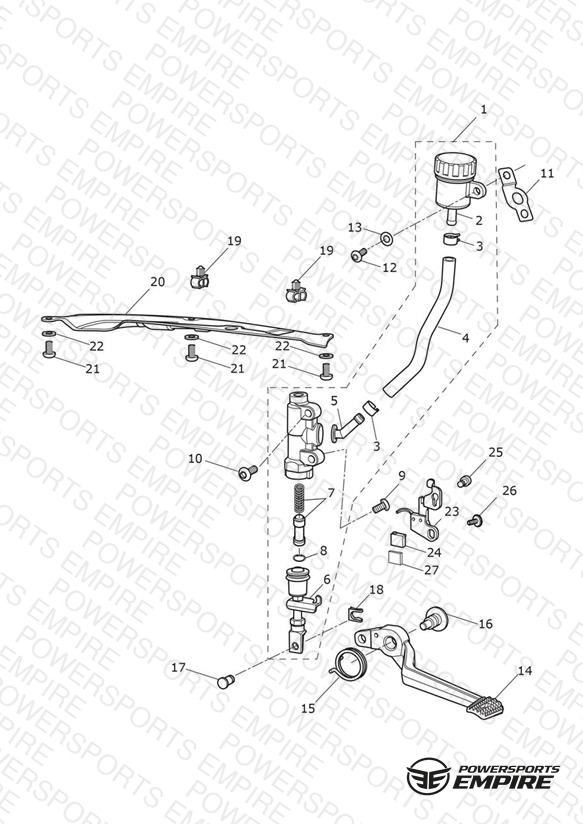 Rear Brake Master Cylinder, Reservoir & Pedal