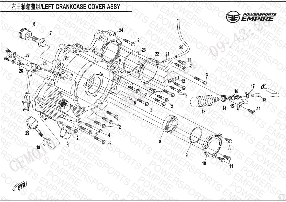 E01-4-V2 — LEFT CRANKCASE COVER ASSY