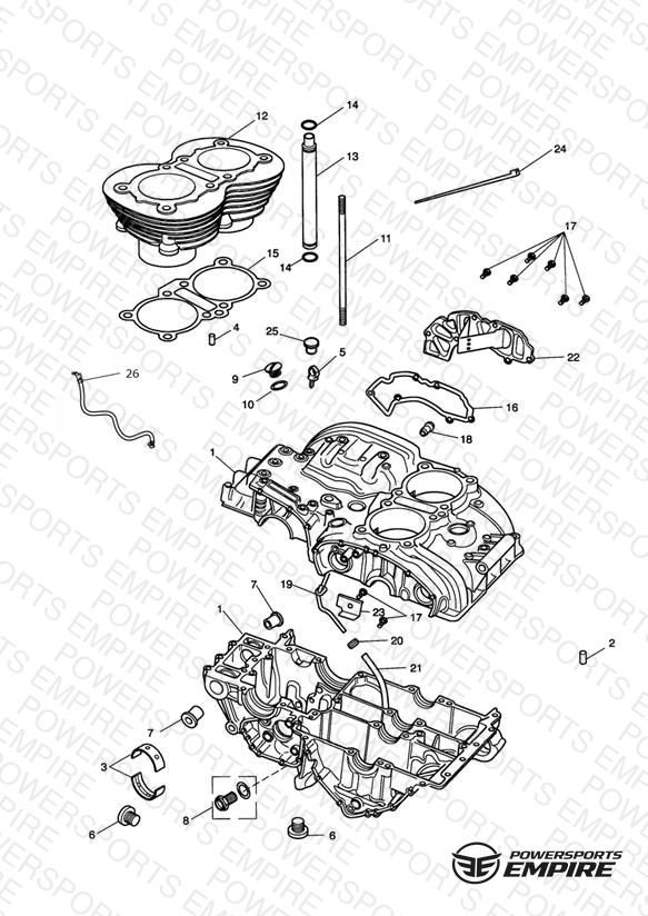 Crankcase & Fittings - Bonneville from Eng No 221609 (Black Engines Only)