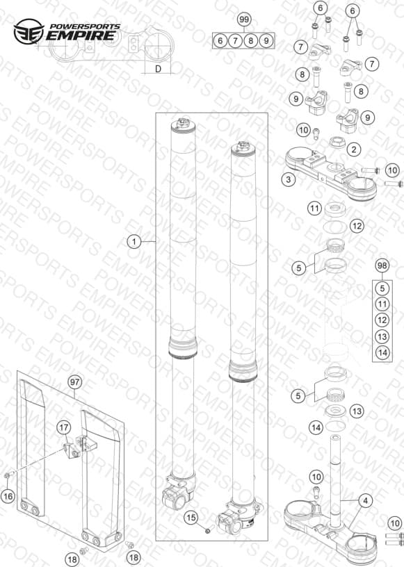 FRONT FORK, TRIPLE CLAMP