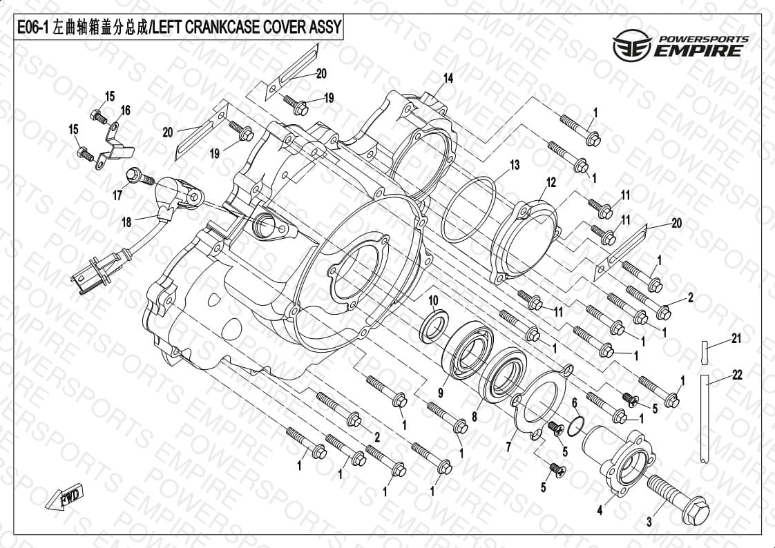 E06-1 — LEFT CRANKCASE COVER ASSY