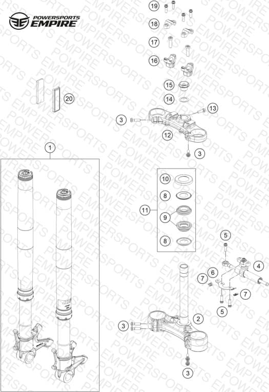 FRONT FORK, TRIPLE CLAMP