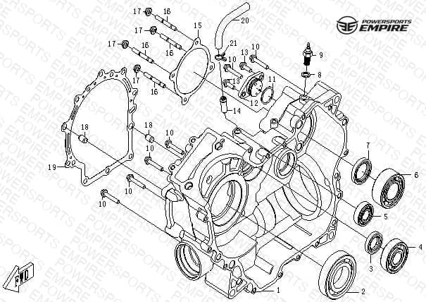E03 — RIGHT CRANKCASE