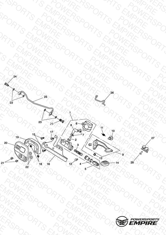 Rear Brake Master Cylinder, Reservoir & Pedal - Roadster