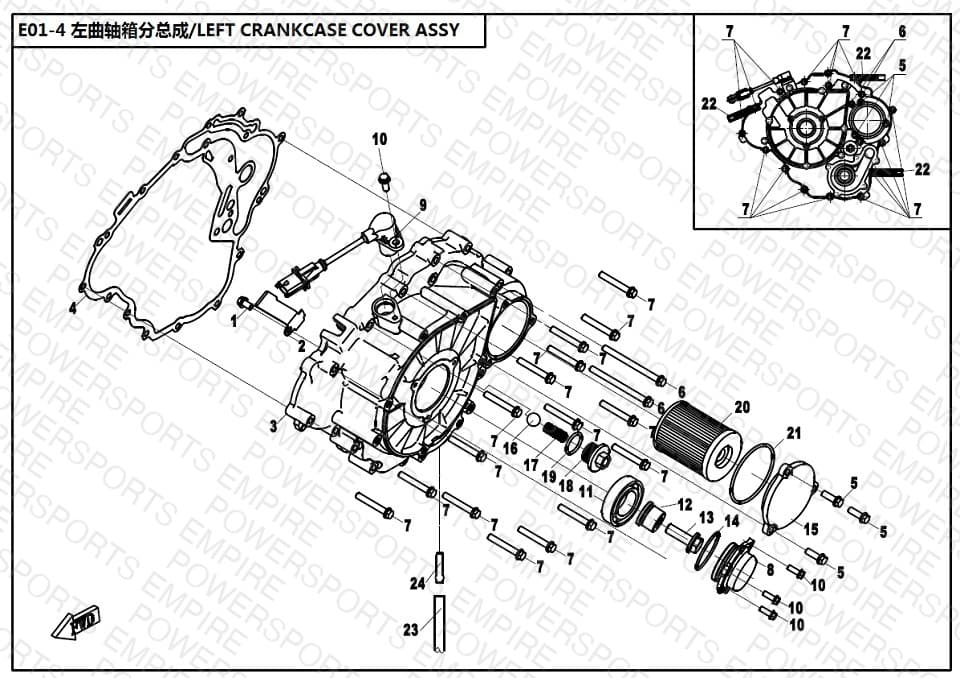 E01-4-OLD — LEFT CRANKCASE COVER ASSY - OLD