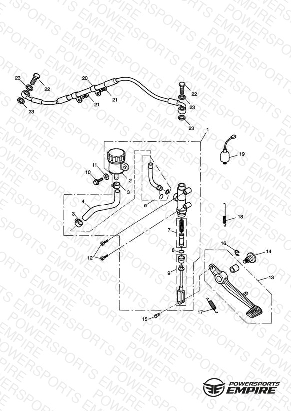 Rear Brake Master Cylinder, Reservoir & Pedal
