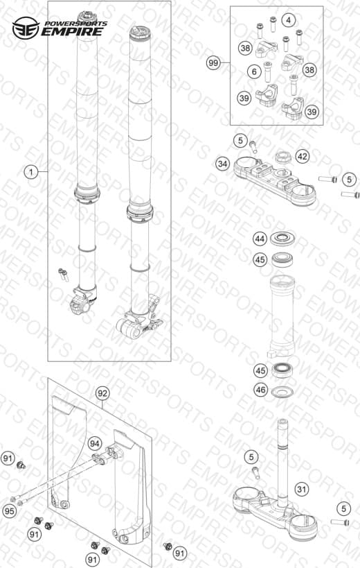 FRONT FORK, TRIPLE CLAMP