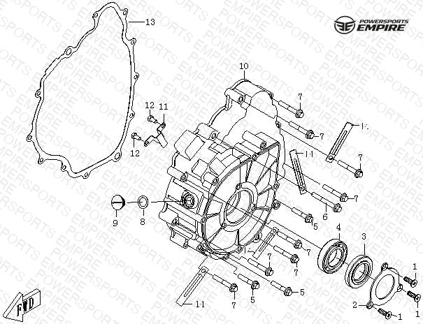 E05 — CRANKCASE COVER (LEFT)