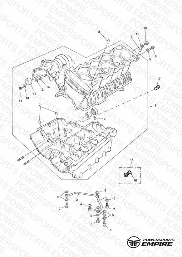 Crankcase & Fittings - 4 Cyl. Black Engines
