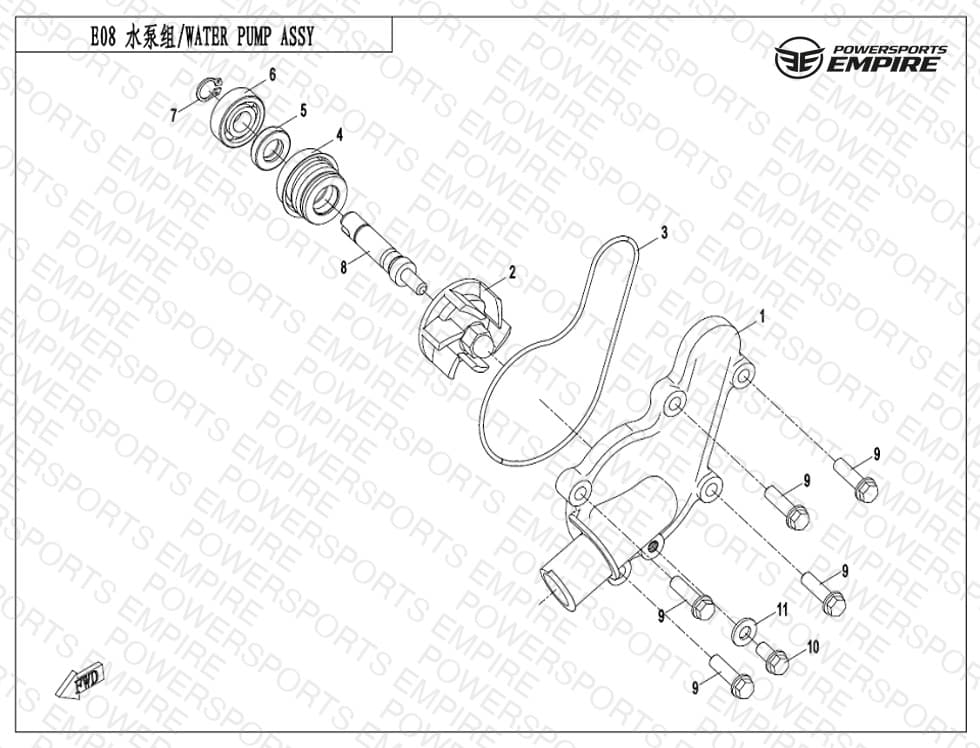 E08 — WATER PUMP ASSY