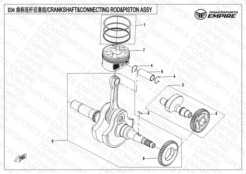 E04 — CRANKSHAFT & CONNECTING ROD & PISTON ASSY.