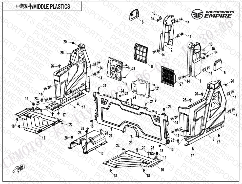 F04-3-B — MIDDLE PLASTICS(FOR NON SIDE DOORS)
