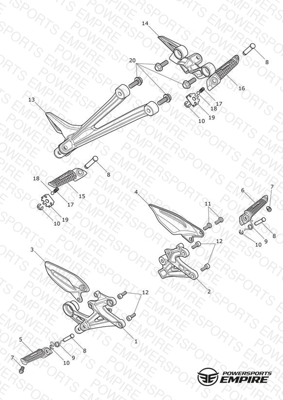 Footrests & Mountings - Street Triple Rx Only (Except JP)