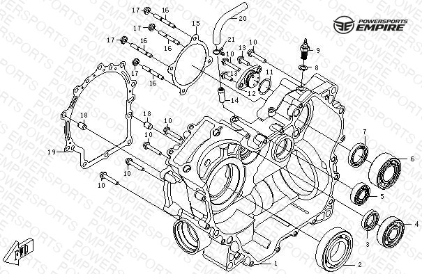 E03 — RIGHT CRANKCASE