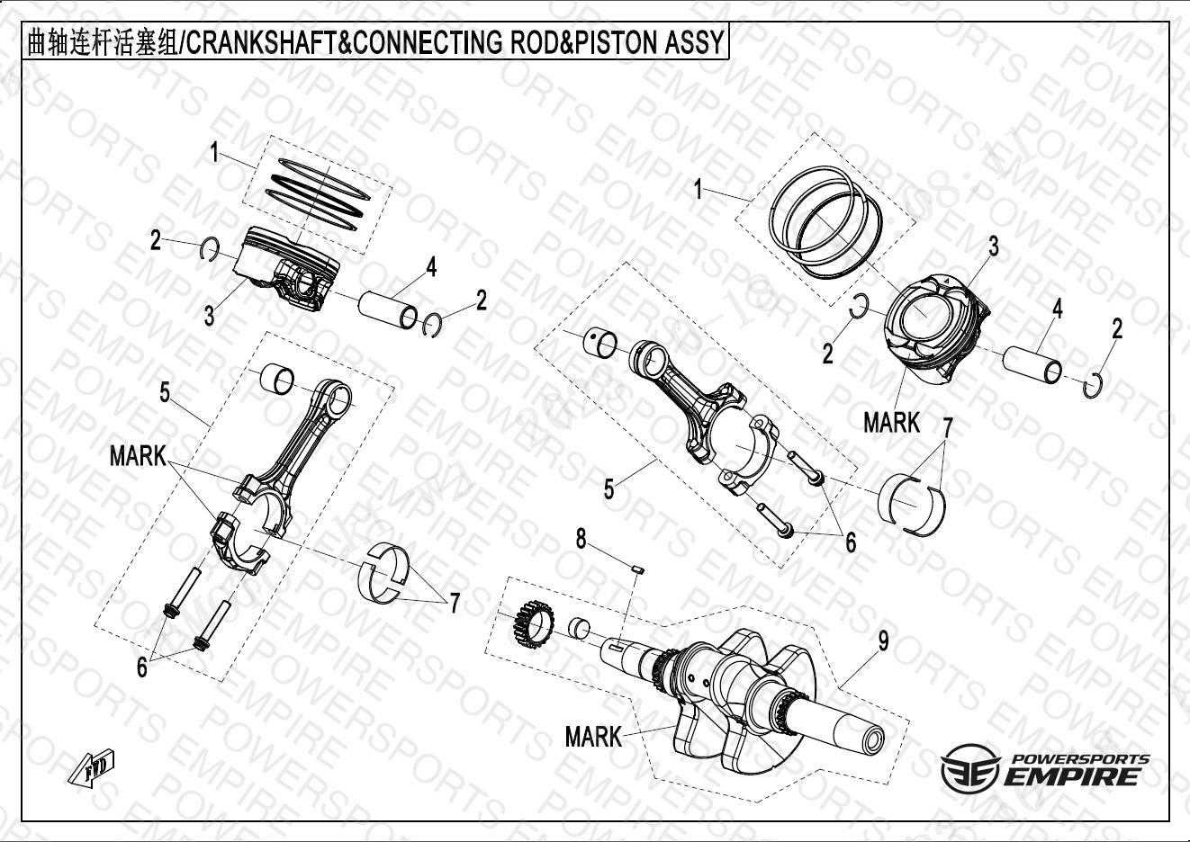 E04 — CRANKSHAFT, CONNECTING ROD, PISTON ASSY.