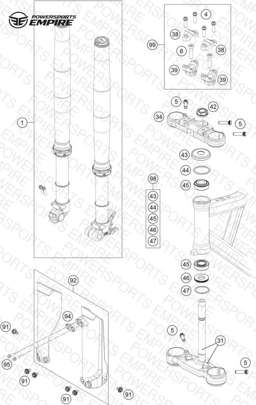 FRONT FORK, TRIPLE CLAMP