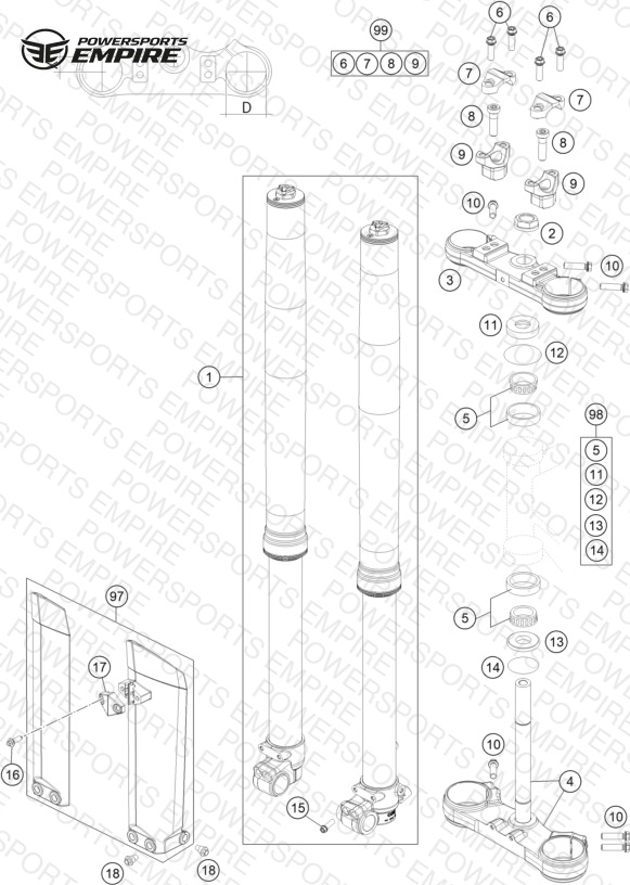 FRONT FORK, TRIPLE CLAMP