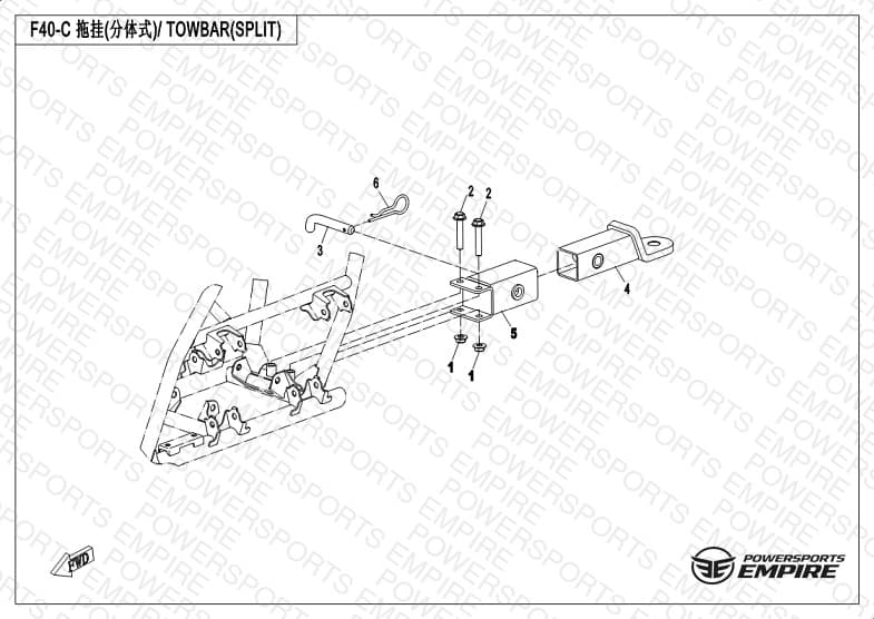 F40-C — TOWBAR (SPLIT, WITHOUT HITCH BALL)