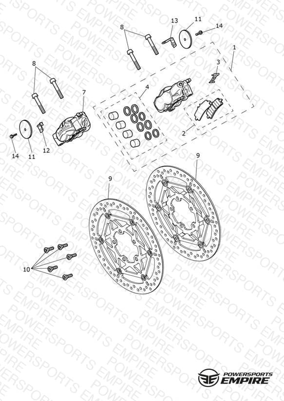Front Brake Caliper & Discs