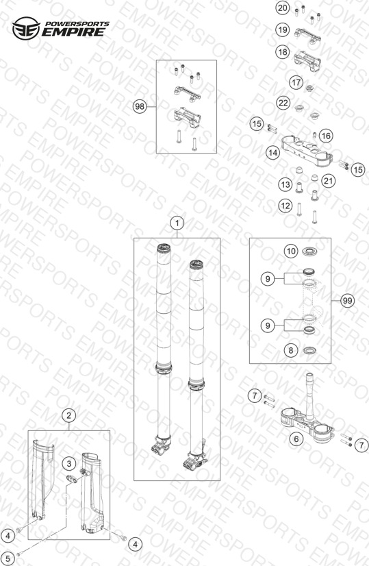 FRONT FORK, TRIPLE CLAMP