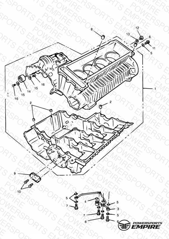 Crankcase & Fittings - 4 Cyl. Grey Engines